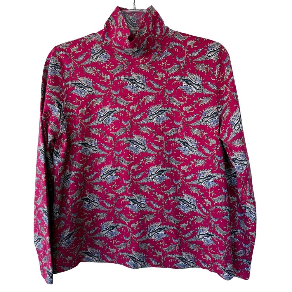 Land’s End Pink Mock Neck Paisley turtleneck size 6-8